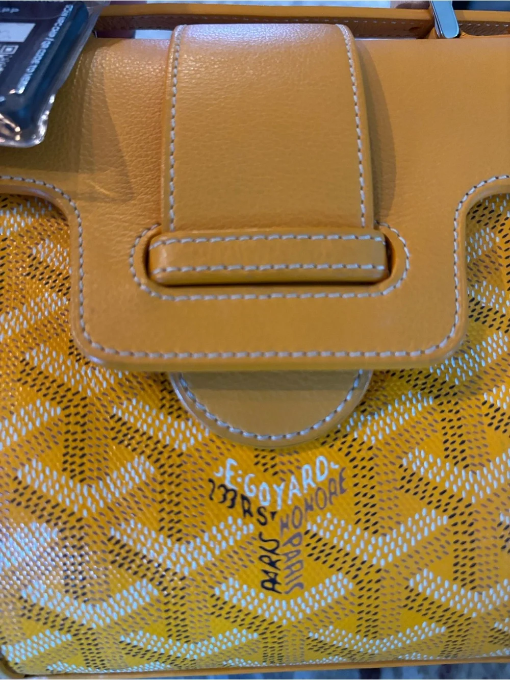 Goyard Mustard Yellow Saigon Mini Satchel with Wood Top Handle